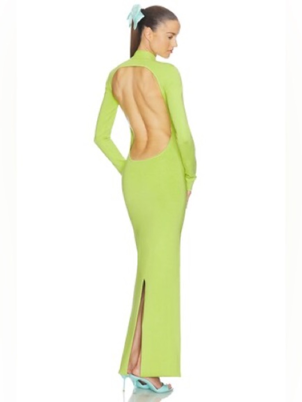 Helsa Chantria Open Back Dress in Lime